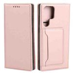 For Samsung Galaxy S22 Ultra 5G Strong Magnetism Liquid Feel Horizontal Flip Leather Phone Case(Rose Gold)