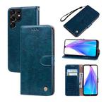 For Samsung Galaxy S22 Ultra 5G Oil Wax Texture Leather Phone Case(Blue)