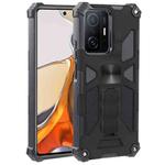 For Xiaomi Mi 11T / 11T Pro Shockproof TPU + PC Magnetic Protective Phone Case with Holder(Black)