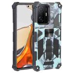 For Xiaomi Mi 11T / 11T Pro Camouflage Armor Kickstand TPU + PC Magnetic Phone Case(Mint Green)