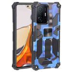 For Xiaomi Mi 11T / 11T Pro Camouflage Armor Kickstand TPU + PC Magnetic Phone Case(Dark Blue)