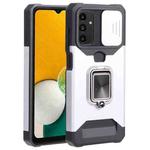 Sliding Camera Cover Design PC + TPU Shockproof Phone Case with Ring Holder & Card Slot For Samsung Galaxy A13 4G/Galaxy A13 5G /Galaxy A13 Lite/Galaxy A04/Galaxy A04S/Galaxy A04E 4G(Silver)
