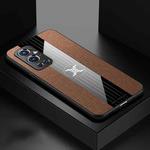 For OnePlus 9 Pro XINLI Stitching Cloth Texture Shockproof TPU Phone Case(Brown)