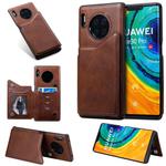 For Huawei Mate30 Pro Solid Color Calf Texture Shockproof Protective Case with Card Slots & Photo Frame(Coffee)