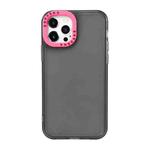 For iPhone 13 Color Contrast Lens Frame Transparent TPU Phone Case(Black + Rose Red)