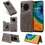 For Huawei Mate30 Pro Cat Tree Embossing Pattern Shockproof Protective Case with Card Slots & Photo Frame(Gray)
