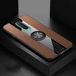 For OnePlus 8 XINLI Stitching Cloth Texture TPU Phone Case with Ring Holder(Brown)