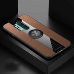 For OnePlus 8 Pro XINLI Stitching Cloth Texture TPU Phone Case with Ring Holder(Brown)