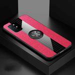 For OnePlus 8T XINLI Stitching Cloth Texture TPU Phone Case with Ring Holder(Red)