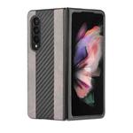 For Samsung Galaxy Z Fold3 5G Litchi Texture + Carbon Fiber Phone Case(Grey)