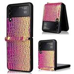 For Samsung Galaxy Z Flip3 5G Siamese Pearl Texture Phone Case with Lanyard(Rose Gold)
