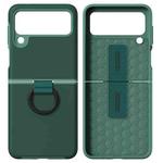 For Samsung Galaxy Z Flip3 5G 2 in 1 Skin Feel PC Phone Case with Ring Holder(Dark Night Green)