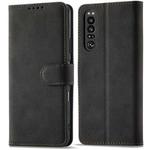 For Sony Xperia 1 III Frosted Anti-theft Brush Horizontal Flip Leather Phone Case(Black)