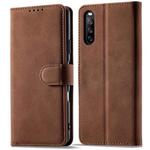 For Sony Xperia 10 III Frosted Anti-theft Brush Horizontal Flip Leather Phone Case(Coffee)