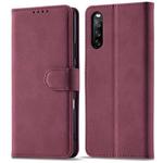 For Sony Xperia 10 III Frosted Anti-theft Brush Horizontal Flip Leather Phone Case(Wine Red)