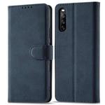 For Sony Xperia 10 III Frosted Anti-theft Brush Horizontal Flip Leather Phone Case(Dark Blue)