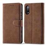 For Sony Xperia Ace II Frosted Anti-theft Brush Horizontal Flip Leather Phone Case(Coffee)