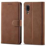 For Sharp Aquos Sense 3 Frosted Anti-theft Brush Horizontal Flip Leather Phone Case(Coffee)