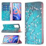 For Xiaomi Redmi Note 11 5G Colored Drawing Invisible Magnetic PU Leather Phone Case(Plum Blossom)