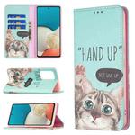 For Samsung Galaxy A53 5G Colored Drawing Pattern Invisible Magnetic PU Leather Phone Case(Cat)