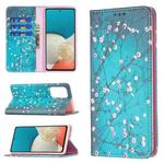 For Samsung Galaxy A53 5G Colored Drawing Pattern Invisible Magnetic PU Leather Phone Case(Plum Blossom)