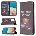 For Samsung Galaxy A53 5G Colored Drawing Pattern Invisible Magnetic PU Leather Phone Case(Bear)