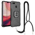 For OPPO A7 / A5S / A12 / A11K / F9 Aluminum Alloy + TPU Phone Case with Lanyard(Black)