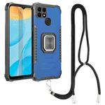 For OPPO A15 / A15S Aluminum Alloy + TPU Phone Case with Lanyard(Blue)