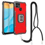 For OPPO A15 / A15S Aluminum Alloy + TPU Phone Case with Lanyard(Red)