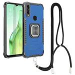 For OPPO A31 / A8 Aluminum Alloy + TPU Phone Case with Lanyard(Blue)