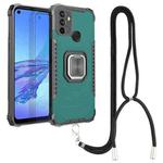 For OPPO A53 2020 / A32 Aluminum Alloy + TPU Phone Case with Lanyard(Green)