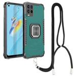 For OPPO A54 4G Aluminum Alloy + TPU Phone Case with Lanyard(Green)