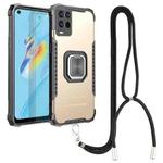 For OPPO A54 4G Aluminum Alloy + TPU Phone Case with Lanyard(Gold)