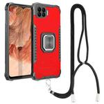For OPPO A73 Aluminum Alloy + TPU Phone Case with Lanyard(Red)