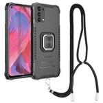 For OPPO A93 5G / A74 5G / A54 5G Aluminum Alloy + TPU Phone Case with Lanyard(Black)