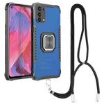 For OPPO A93 5G / A74 5G / A54 5G Aluminum Alloy + TPU Phone Case with Lanyard(Blue)