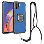 For OPPO A94 4G / Reno5 Lite / F19 Pro / Reno5 F Aluminum Alloy + TPU Phone Case with Lanyard(Blue)