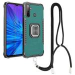 For OPPO Realme 5 Aluminum Alloy + TPU Phone Case with Lanyard(Green)