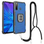 For OPPO Realme 5 Aluminum Alloy + TPU Phone Case with Lanyard(Blue)