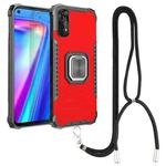 For OPPO Realme 7 Aluminum Alloy + TPU Phone Case with Lanyard(Red)