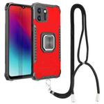 For OPPO Realme C11 Aluminum Alloy + TPU Phone Case with Lanyard(Red)