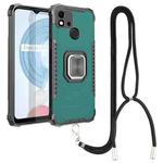 For OPPO Realme C20 / C21 / C11 / C11 2021 Aluminum Alloy + TPU Phone Case with Lanyard(Green)