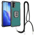 For OPPO Reno5 Aluminum Alloy + TPU Phone Case with Lanyard(Green)