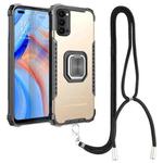 For OPPO Reno4 5G / 4G Aluminum Alloy + TPU Phone Case with Lanyard(Gold)