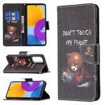 For Samsung Galaxy M52 5G Colored Drawing Pattern Leather Phone Case(Bear)