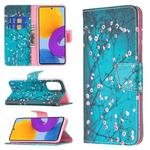 For Samsung Galaxy M52 5G Colored Drawing Pattern Leather Phone Case(Plum Blossom)
