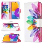 For Samsung Galaxy M52 5G Colored Drawing Pattern Leather Phone Case(Sun Flower)