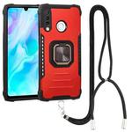 For Huawei P30 Lite / nova 4e Aluminum Alloy + TPU Phone Case with Lanyard(Red)