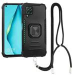 For Huawei P40 Lite / nova 6 SE / nova 7i Aluminum Alloy + TPU Phone Case with Lanyard(Black)