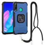 For Huawei Y7p / P40 Lite E Aluminum Alloy + TPU Phone Case with Lanyard(Blue)